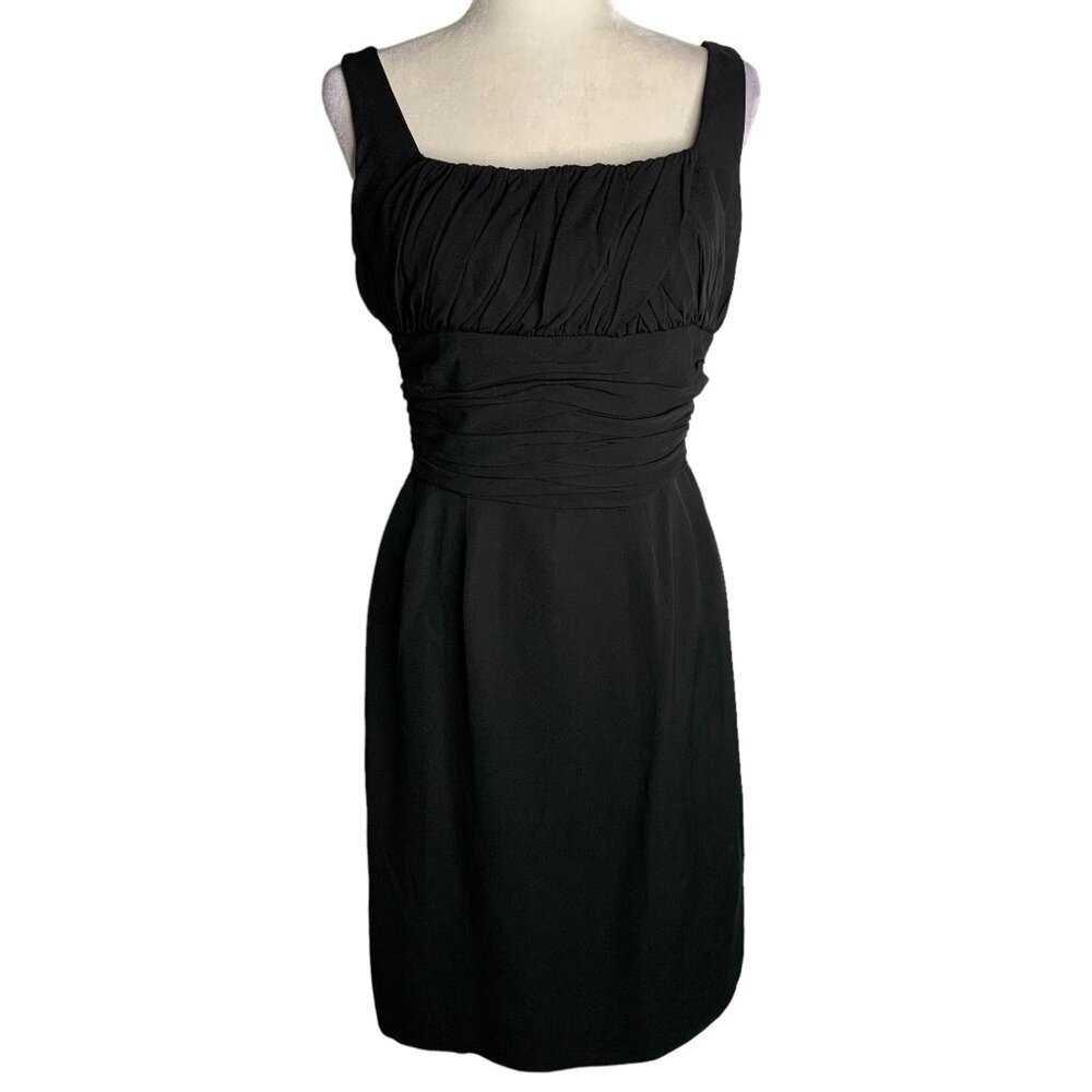 Vintage 60s Sleeveless Cocktail Dress S Black Metal Zip Sheath USA Union Label